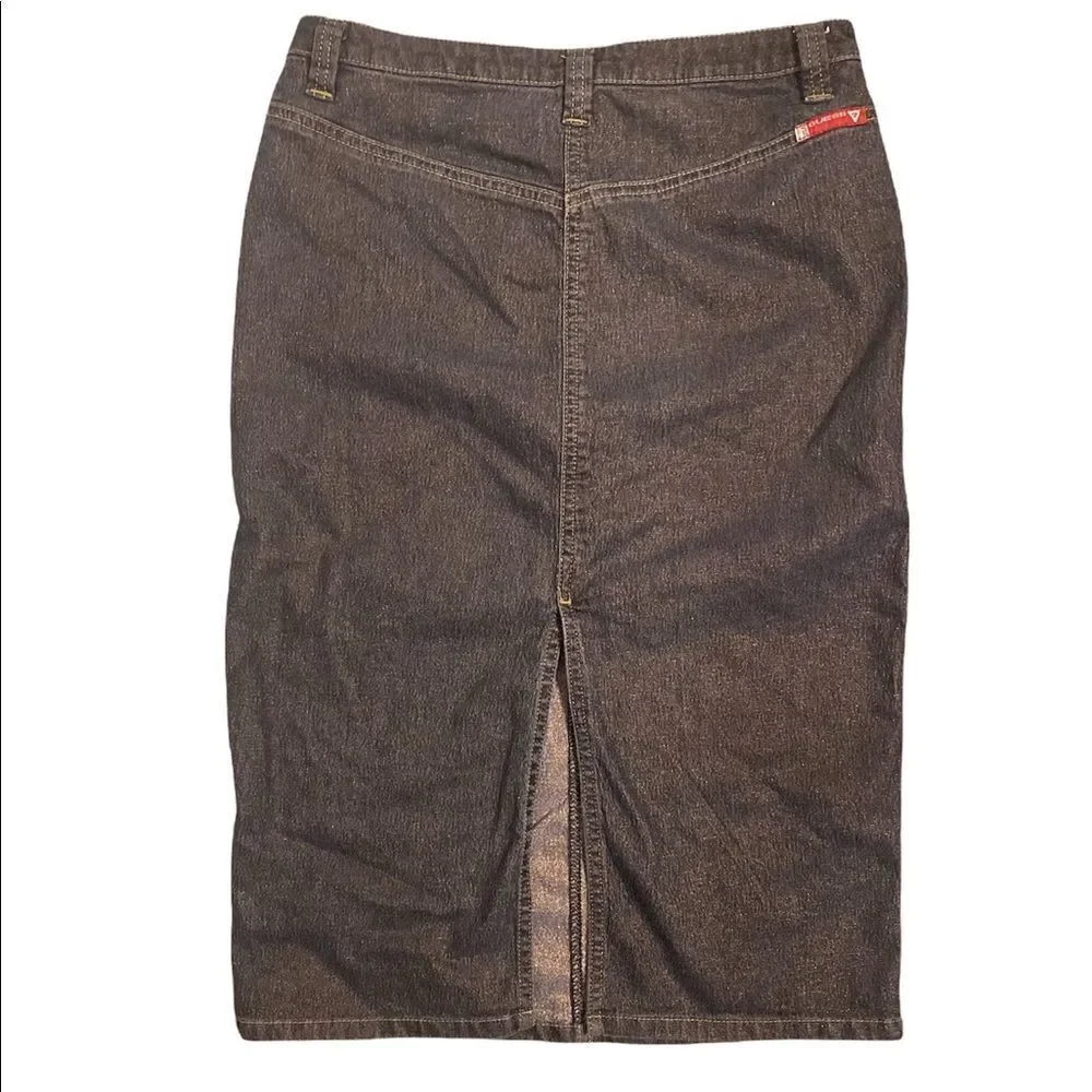 EUC Guess Dark Denim Skirt Glitter Shiny Pencil stretch size 26